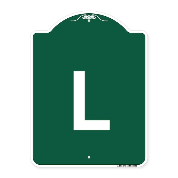 Signmission Designer Series Sign-Sign W/ Letter L, Green & White Aluminum Sign, 18" x 24", GW-1824-22942 A-DES-GW-1824-22942 - main